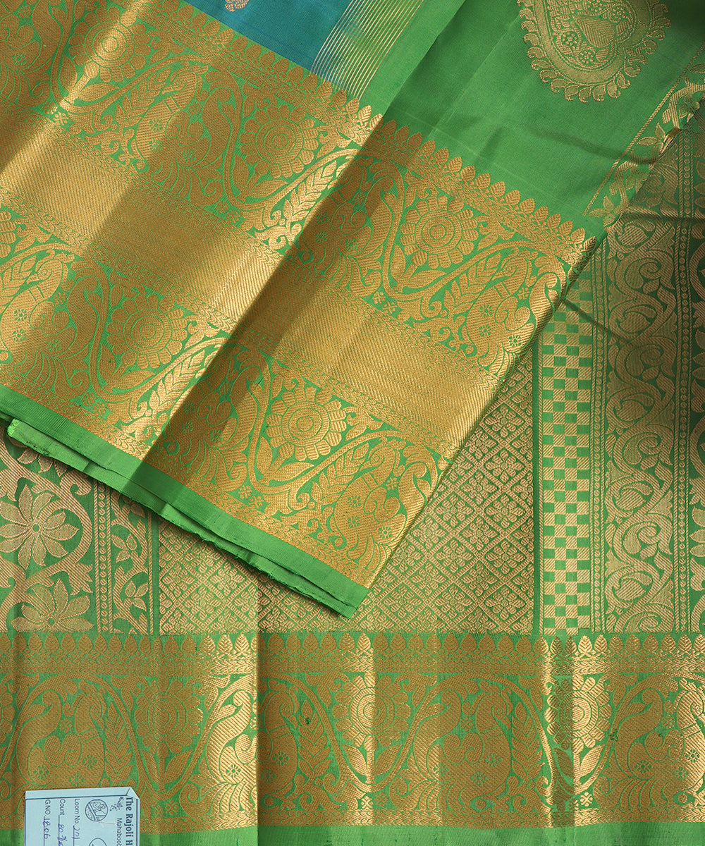 Pine green color handloom Gadwal Silk saree