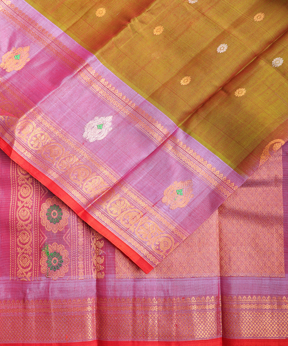 Multi-shade Handloom Gadwal sico saree