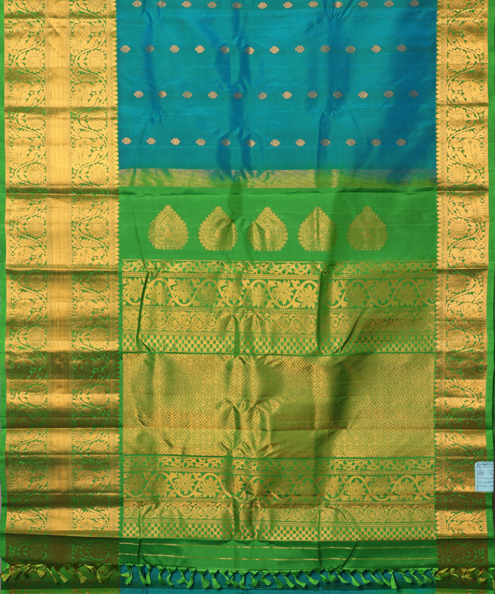 Pine green color handloom Gadwal Silk saree