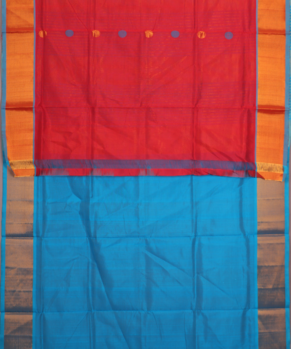 Red color handloom venkatagiri sico saree