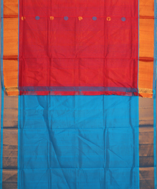 Red color handloom venkatagiri sico saree