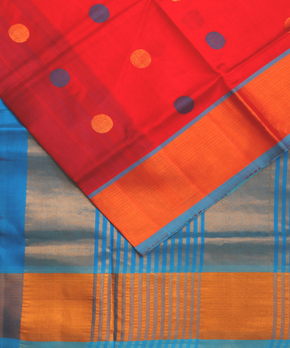 Red color handloom venkatagiri sico saree