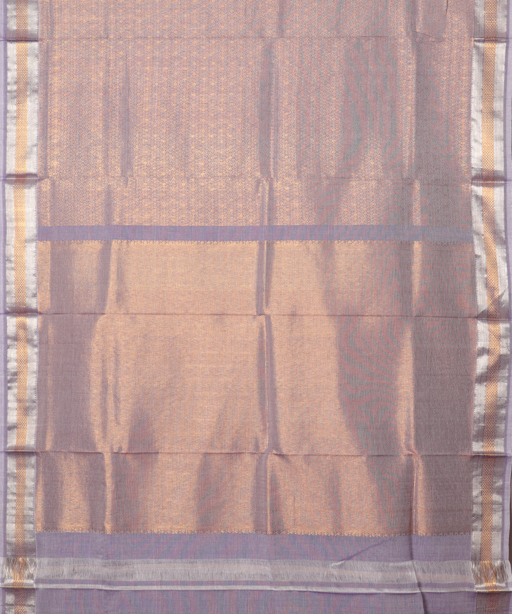 Mauve violet color handloom Jacquard Kuttu cotton saree