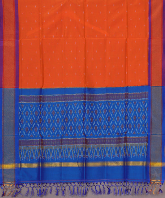 Pumpkin orange handloom ikat sico dupattas