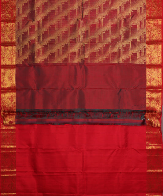 Barn red color handloom trilinga silk saree