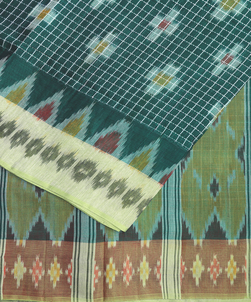 Green color pochampally mercerised muthyampet cotton saree