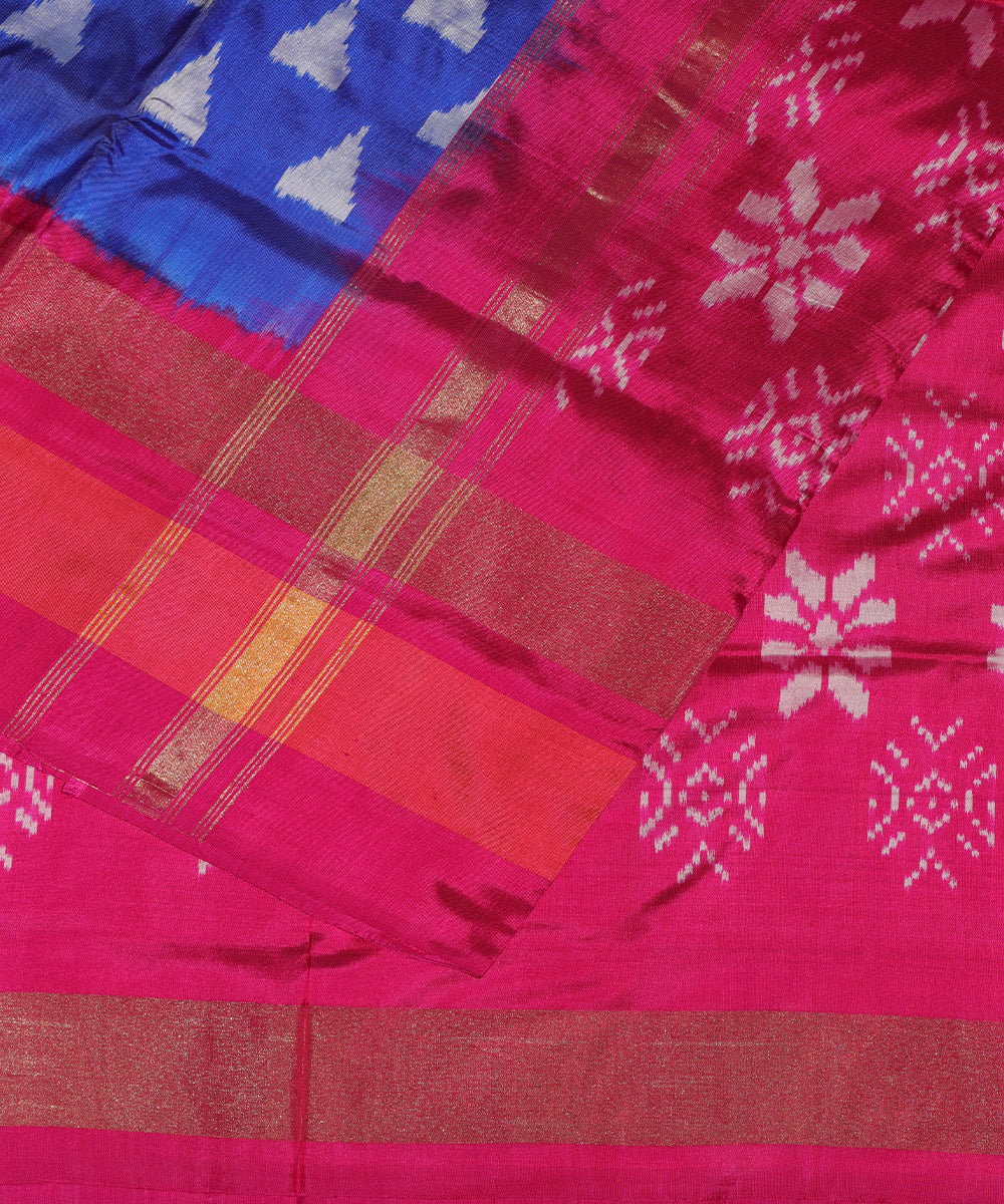 Navy blue color handloom silk saree