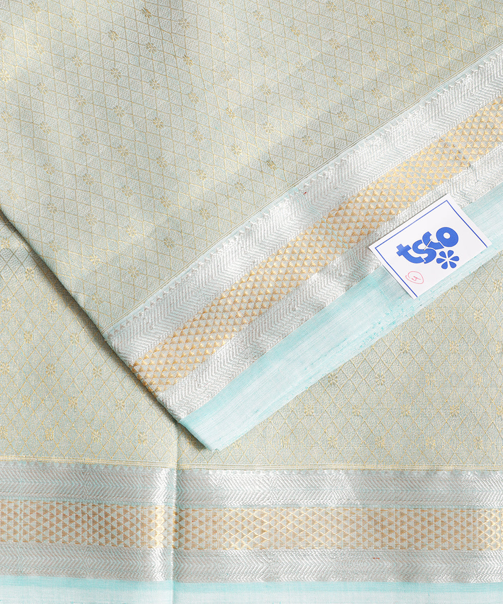 Sky blue color handloom Jacquard Kuttu cotton saree