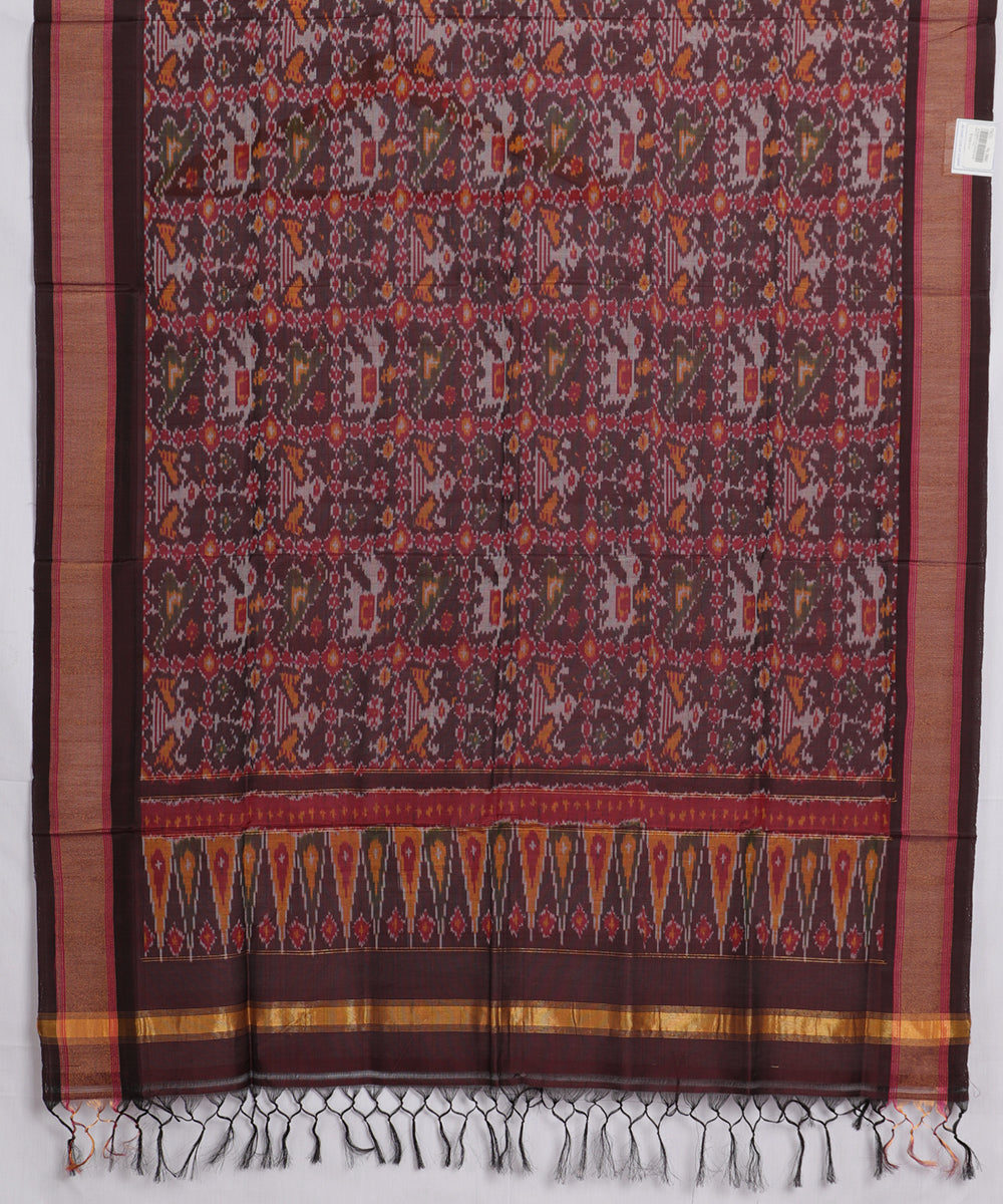 Sangria red color handloom ikat sico dupattas
