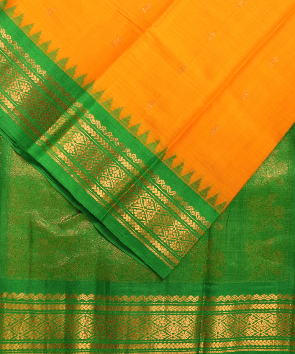 Pumpkin color Handloom Gadwal sico saree