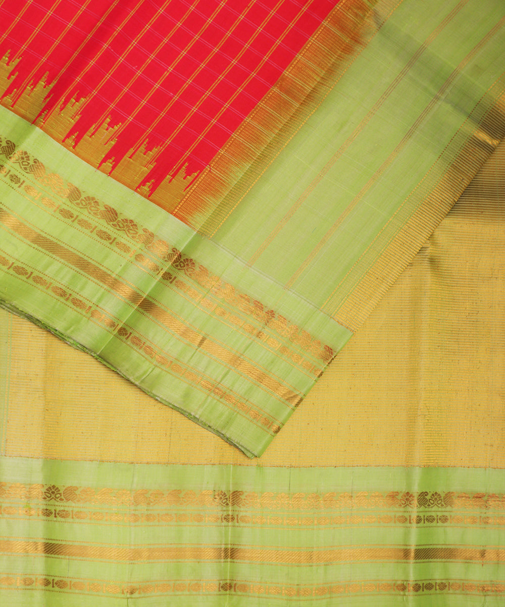 Imperial red color handloom Gadwal Silk saree