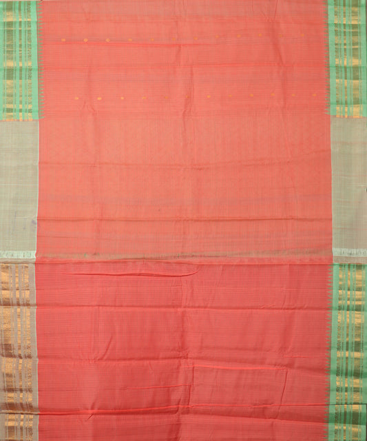 Punch pink color Handloom Gadwal sico saree