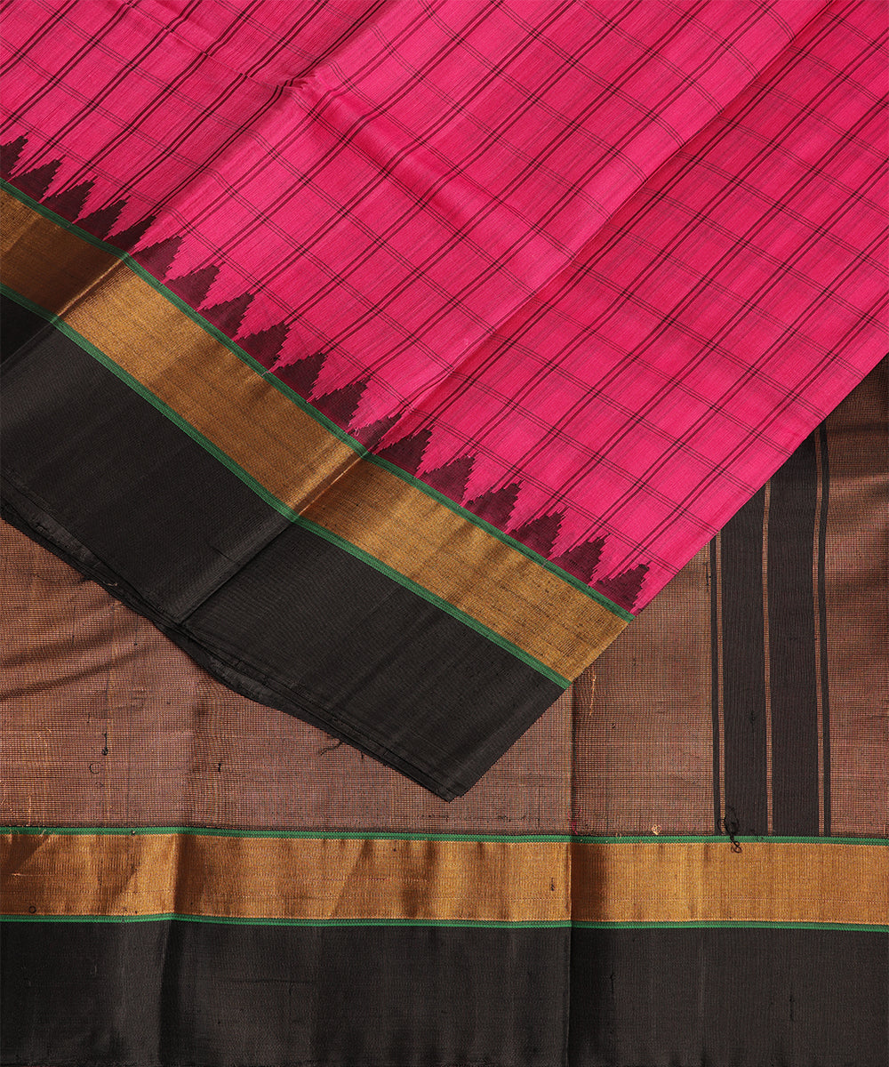 Magenta pink color Handloom Gadwal sico saree