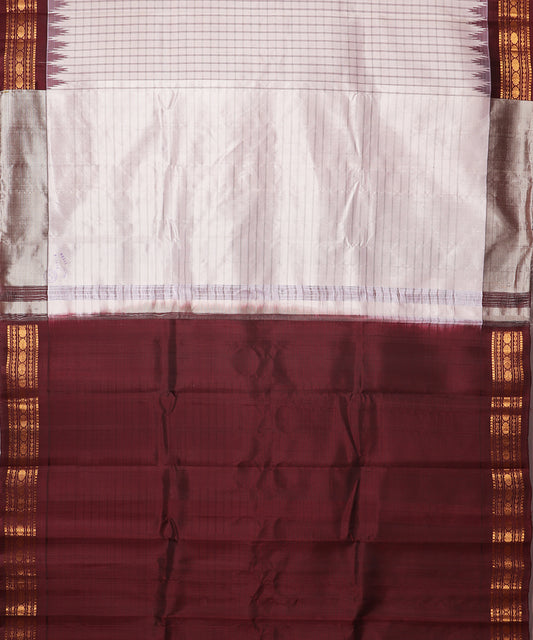Abalone gray color handloom Gadwal Silk saree