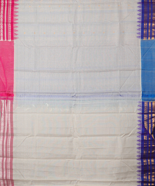 Half-white color Handloom Gadwal sico saree