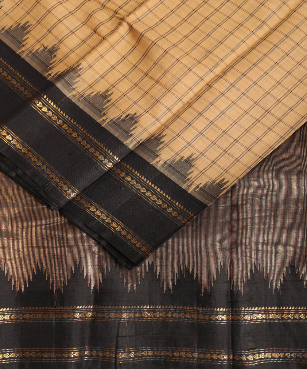 Tortilla brown color Handloom Gadwal sico saree