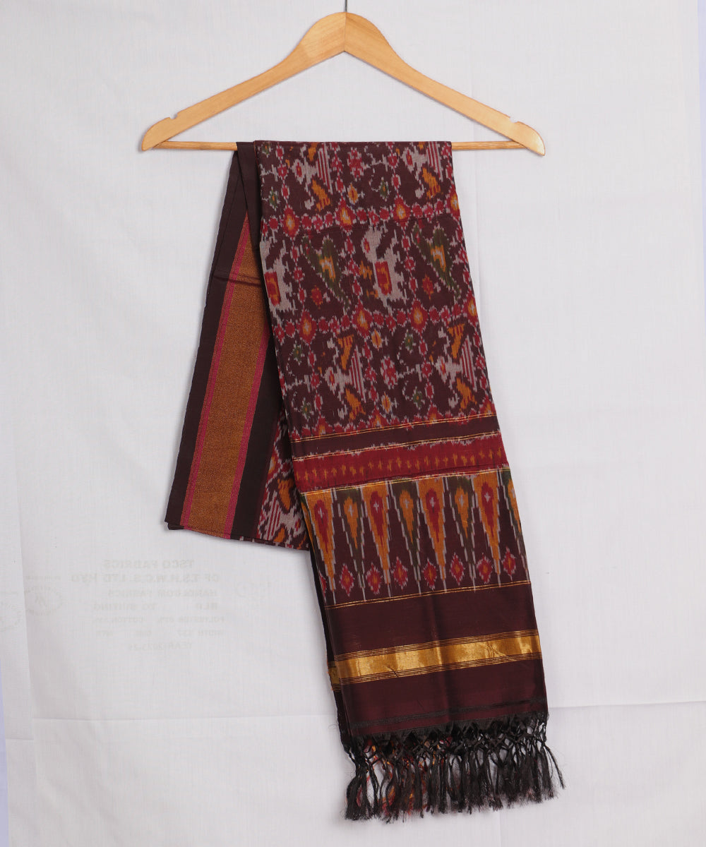 Sangria red color handloom ikat sico dupattas