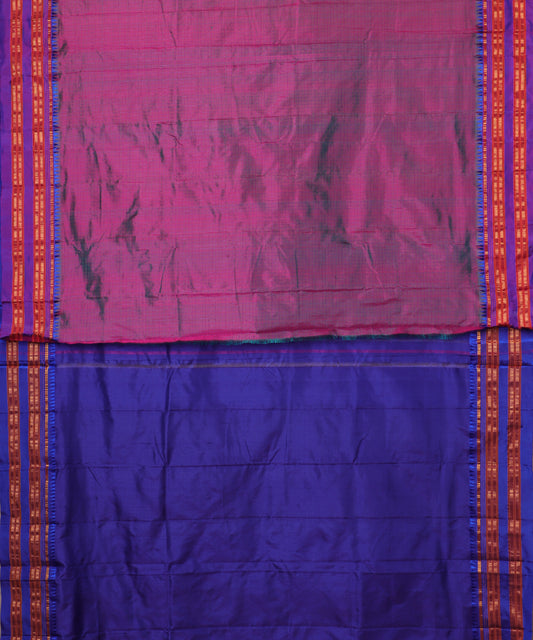 Multi-shade color striped handloom narayanpet silk saree