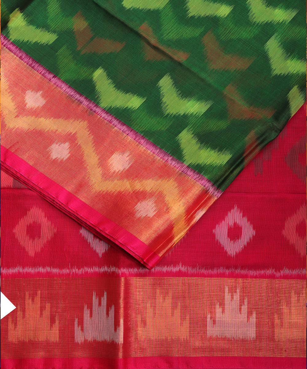 Forest green color handloom pochampally sico saree