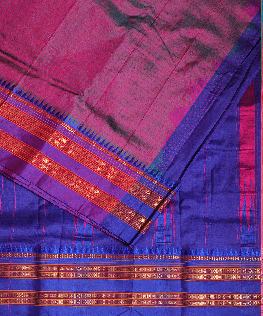 Multi-shade color striped handloom narayanpet silk saree