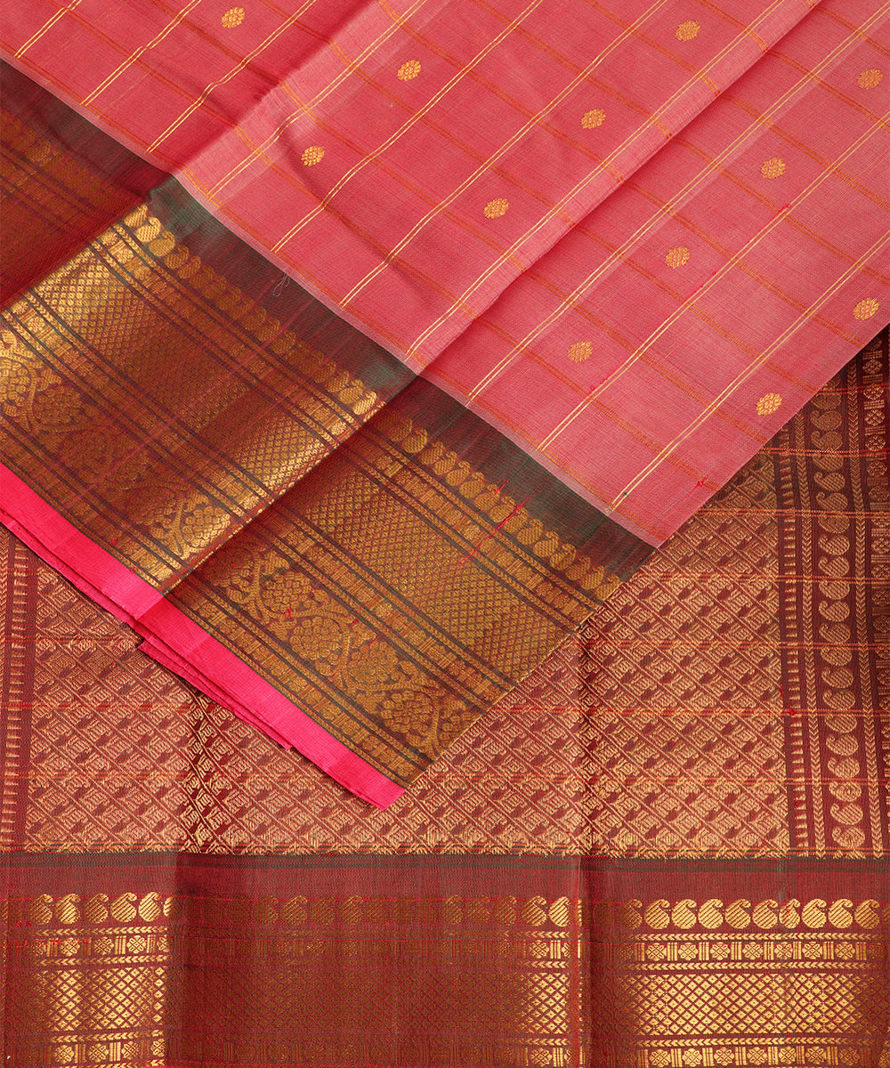 Indian red shade Handloom Gadwal sico saree