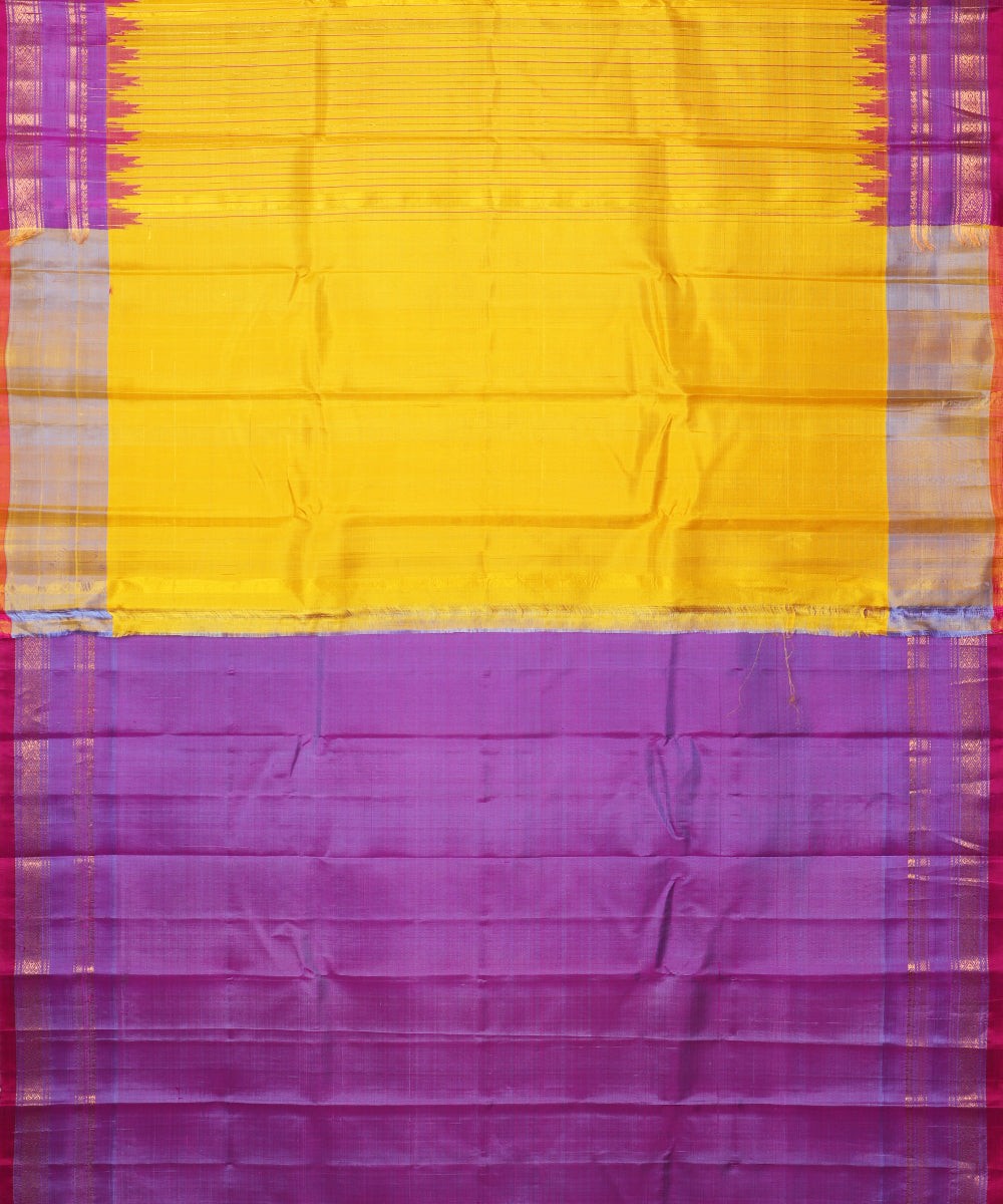 Cyber yellow color handloom Gadwal Silk saree