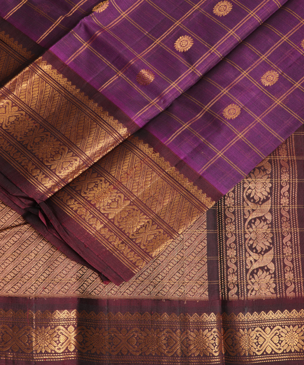 Byzantine violet color Handloom Gadwal sico saree