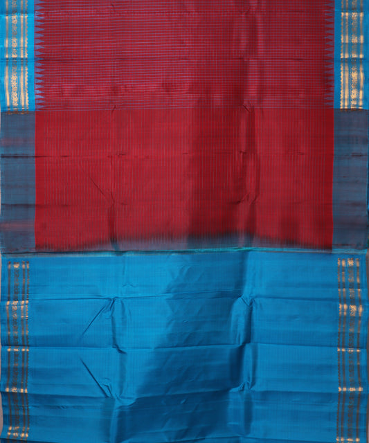Maroon red color handloom Gadwal Silk saree