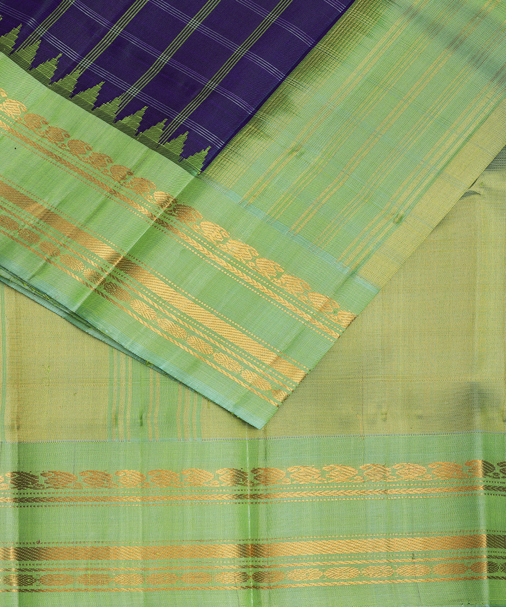 Space blue color handloom Gadwal Silk saree