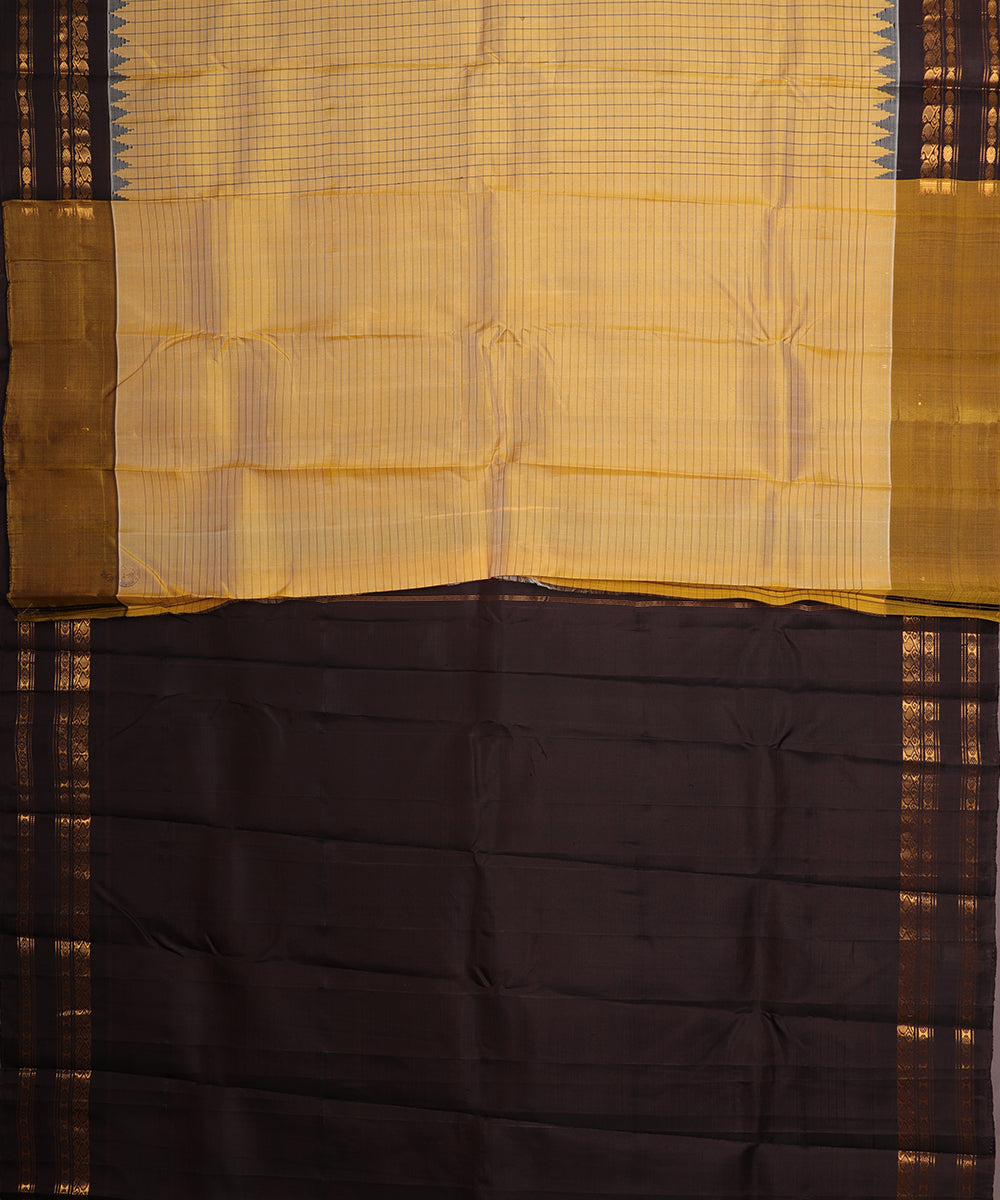 Mustard yellow shade handloom Gadwal Silk saree