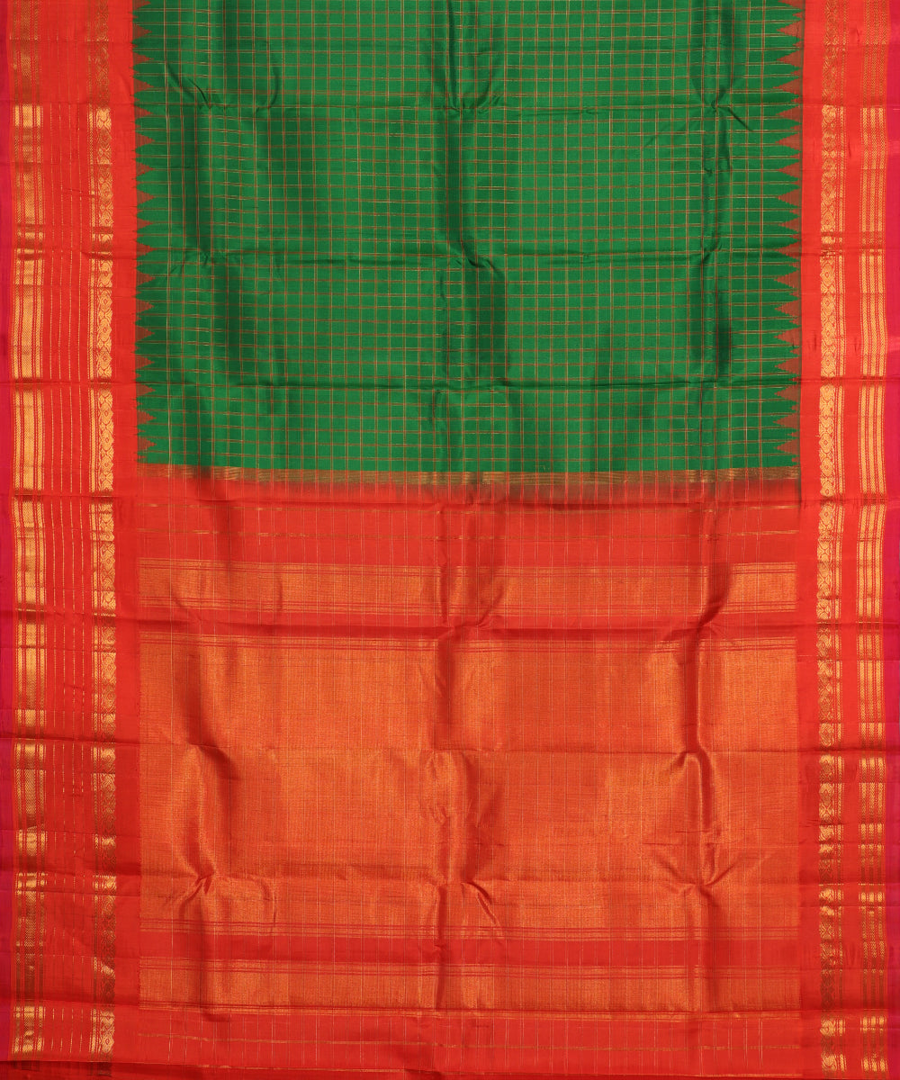 Forest green color handloom Gadwal Silk saree