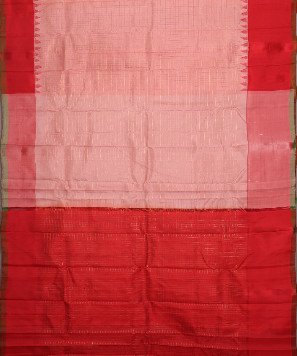 Carnation pink color handloom Gadwal Silk saree