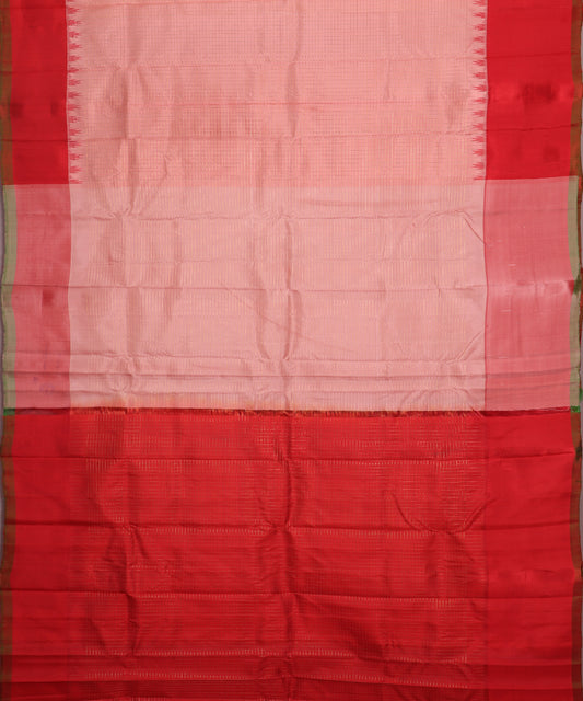 Carnation pink color handloom Gadwal Silk saree