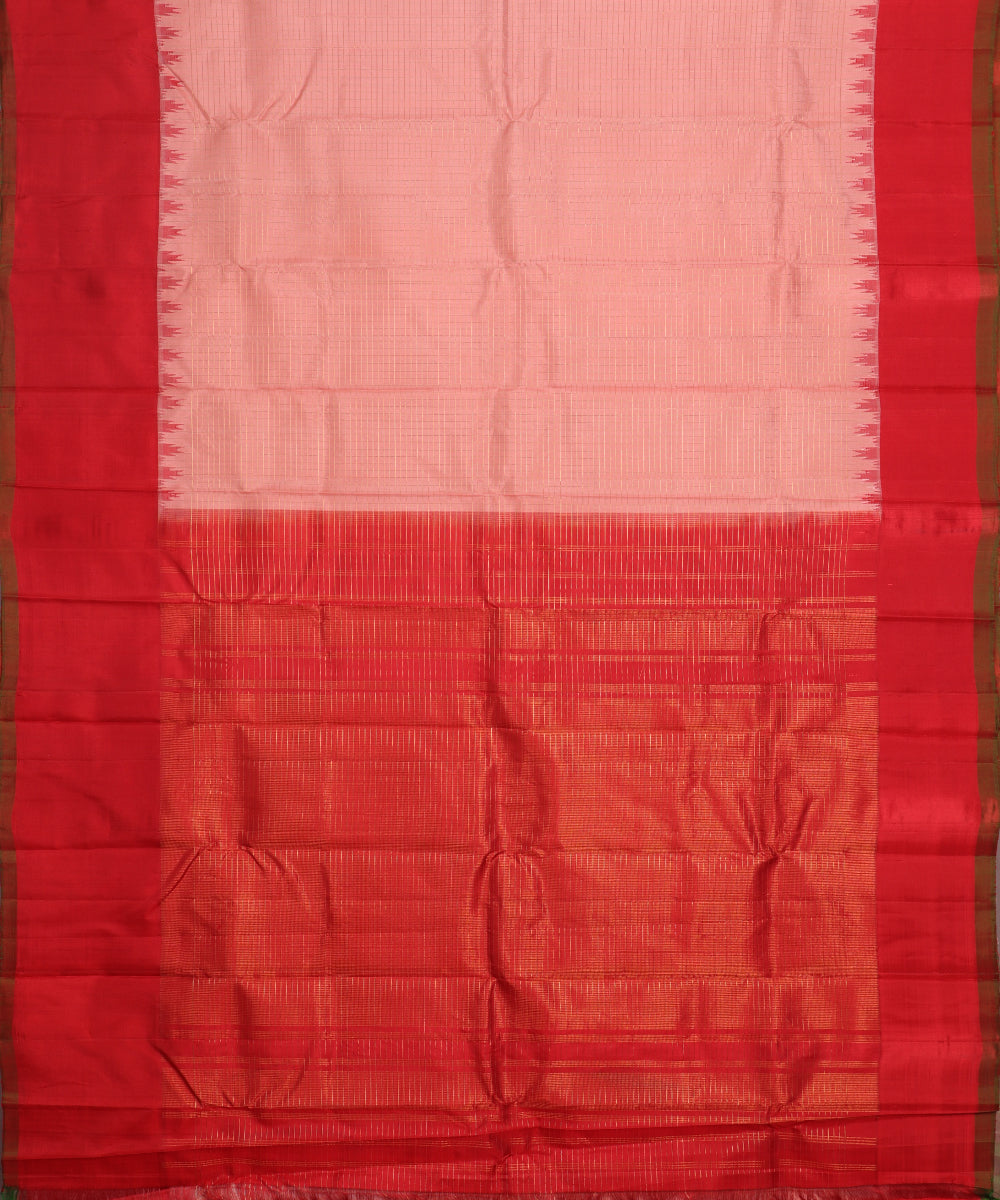 Carnation pink color handloom Gadwal Silk saree