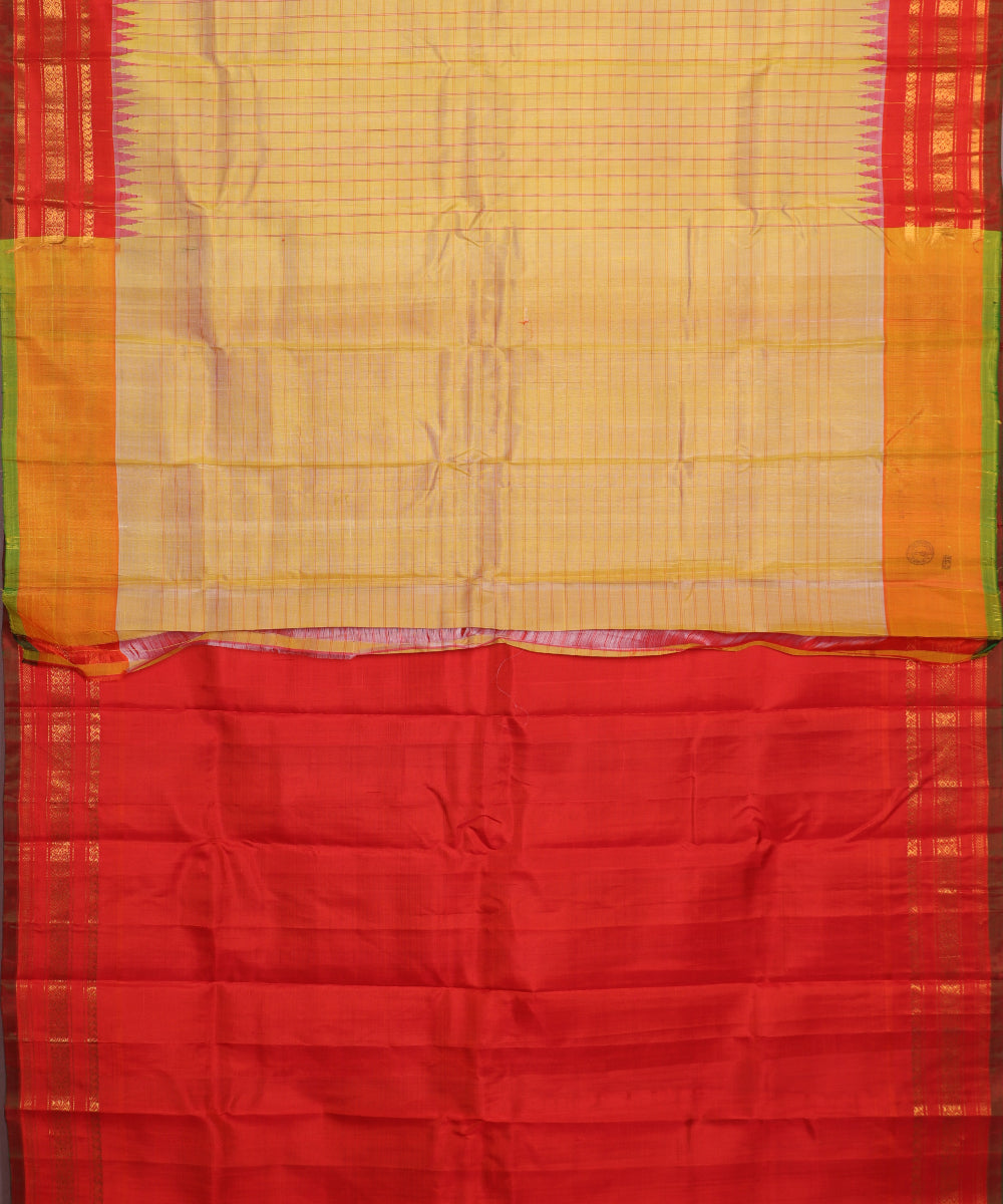 Laguna yellow color handloom Gadwal Silk saree