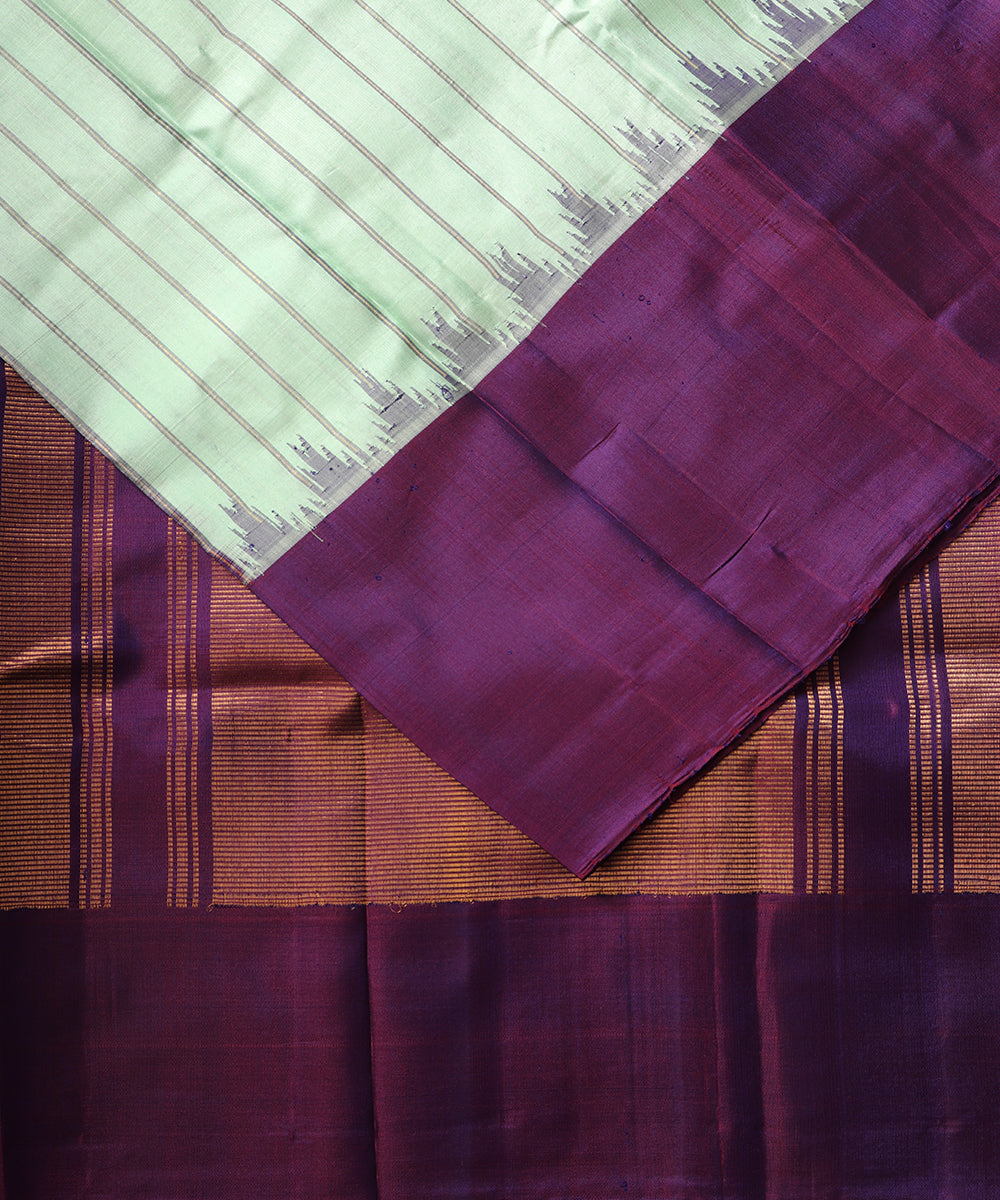 Mint green color handloom Gadwal Silk saree