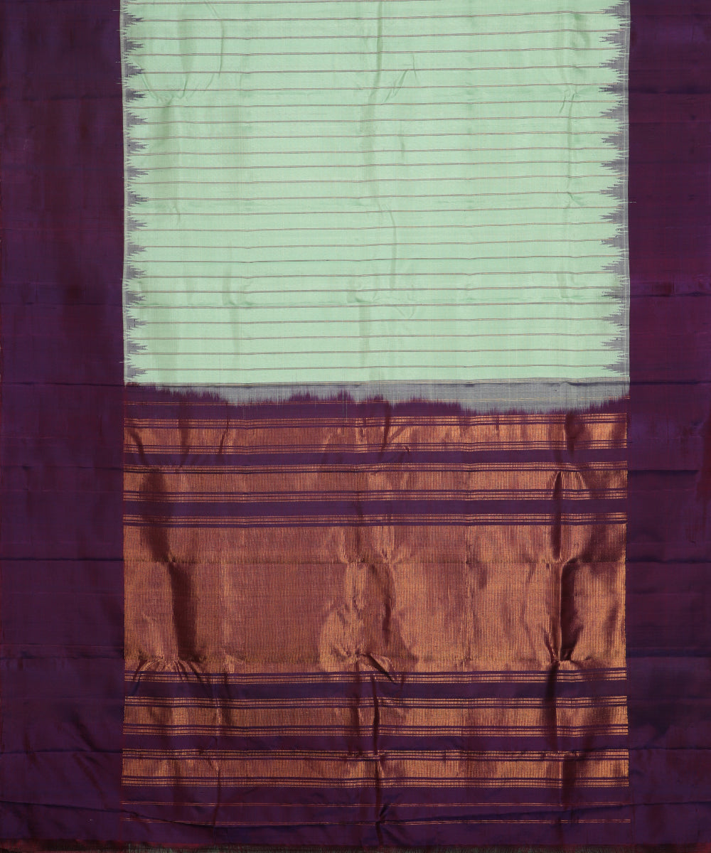 Mint green color handloom Gadwal Silk saree
