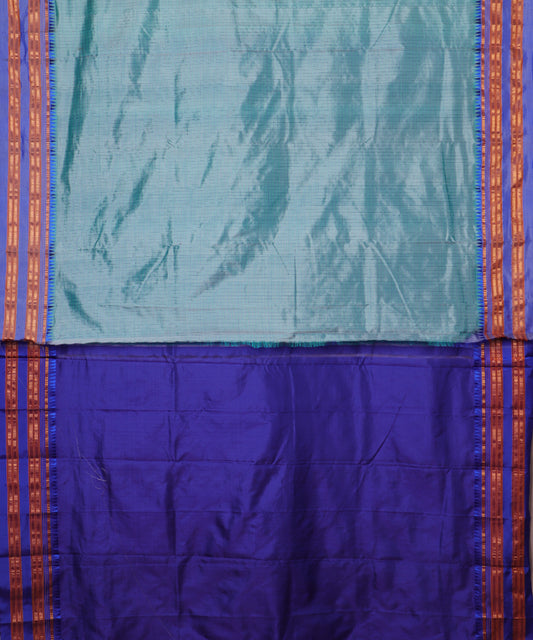 Pigeon blue shade striped handloom narayanpet silk saree
