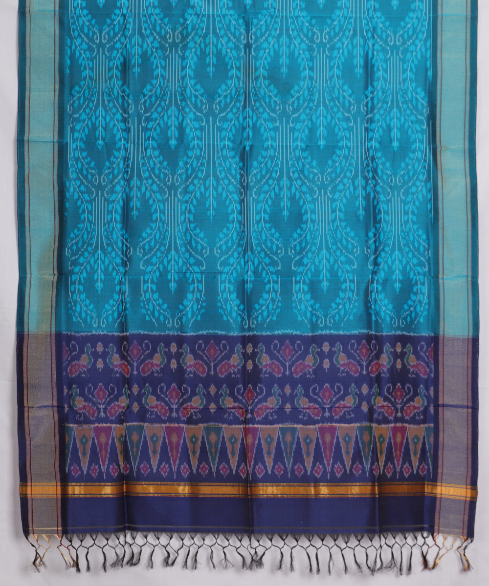 Olympic blue color handloom ikat sico dupattas