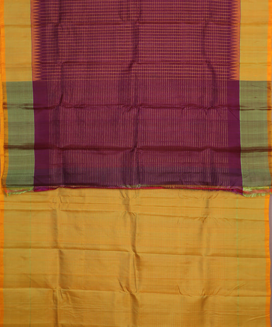Eggplant violet color handloom Gadwal Silk saree