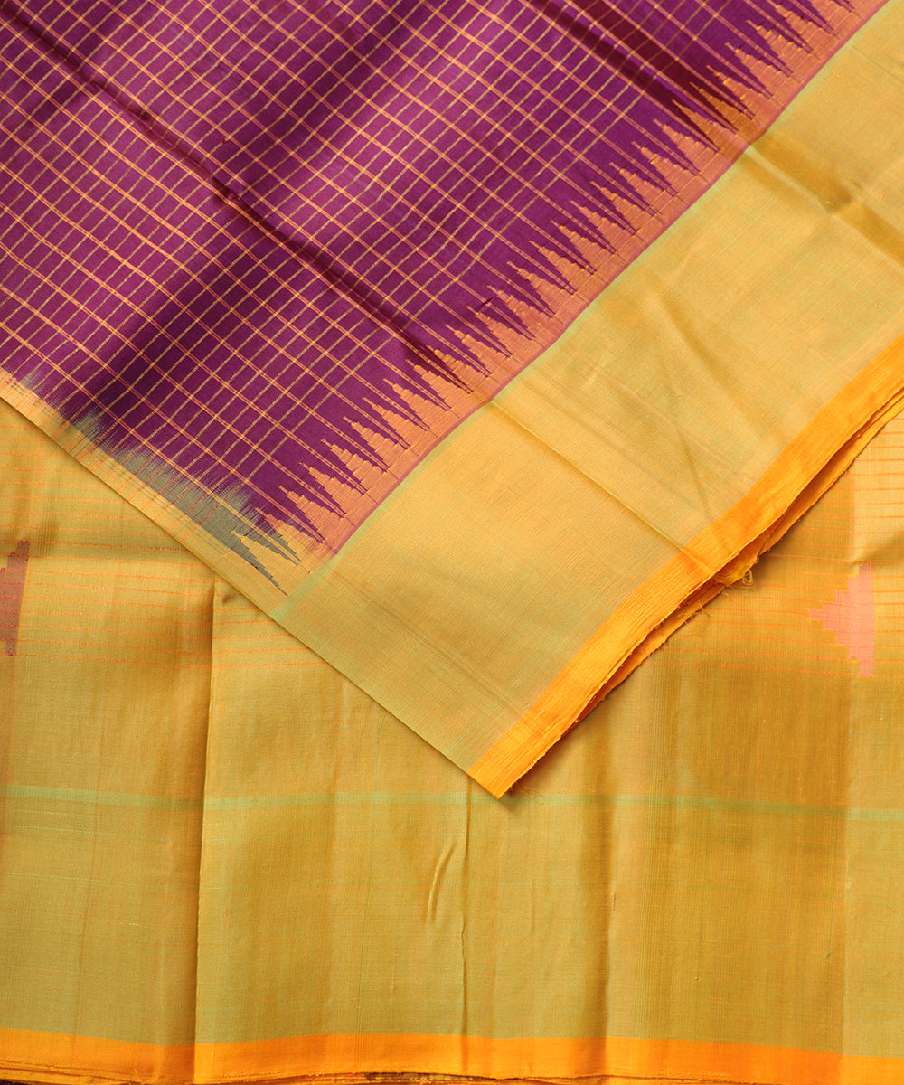 Eggplant violet color handloom Gadwal Silk saree