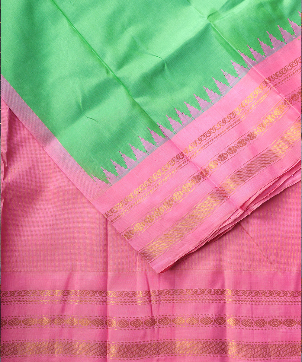 Jade green color handloom Gadwal Silk saree