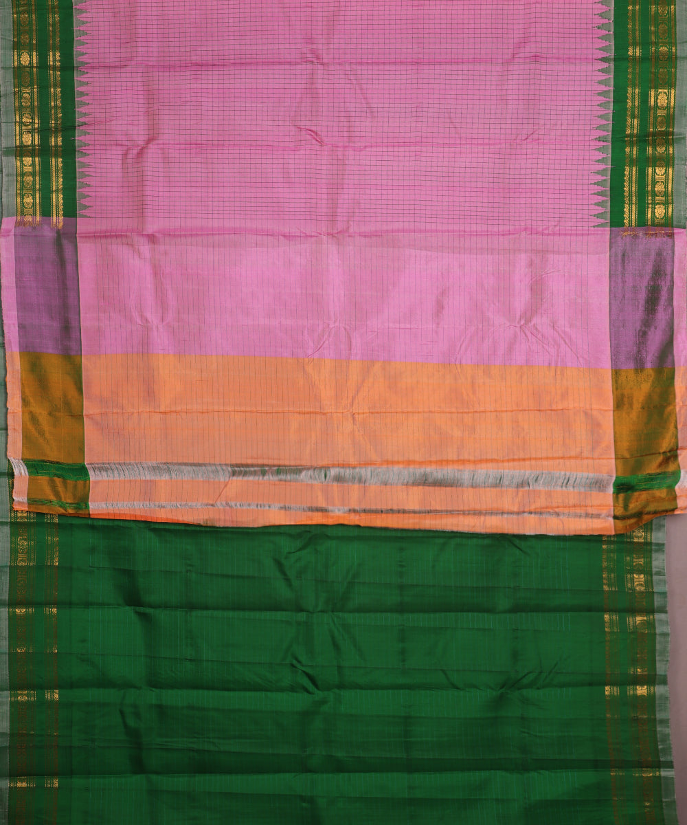 Taffy pink color handloom Gadwal Silk saree