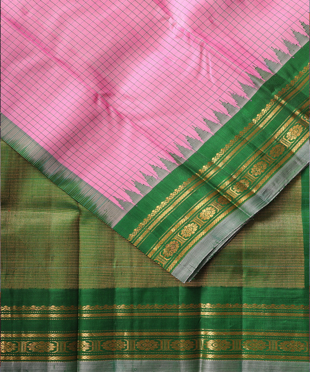 Taffy pink color handloom Gadwal Silk saree