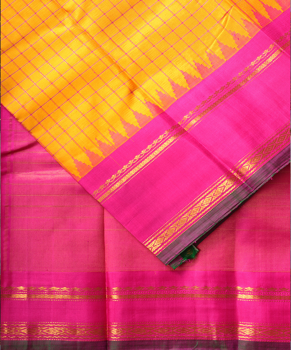 Apricot orange color handloom Gadwal Silk saree