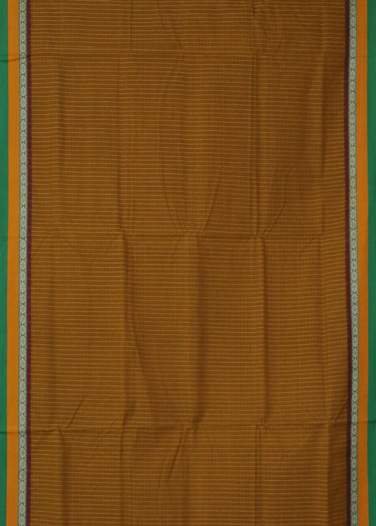Apricot orange color narayanpet 9 yards cotton saree
