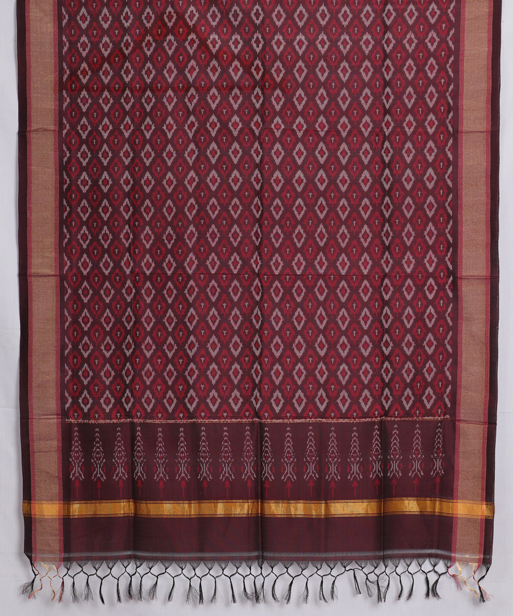 Burgundy red color handloom ikat sico dupattas