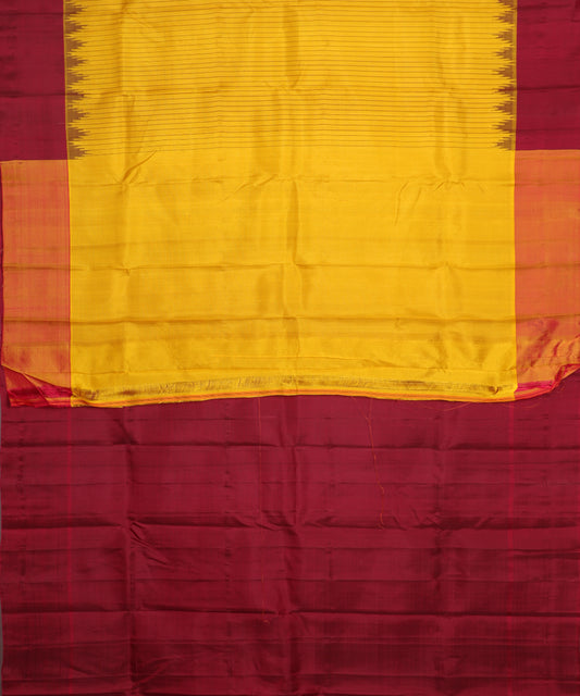 Cyber yellow color handloom Gadwal Silk saree