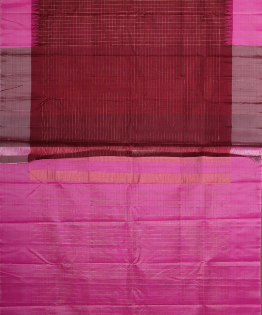Sangria red color handloom Gadwal Silk saree