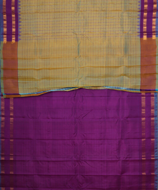 Moss green shade handloom Gadwal Silk saree